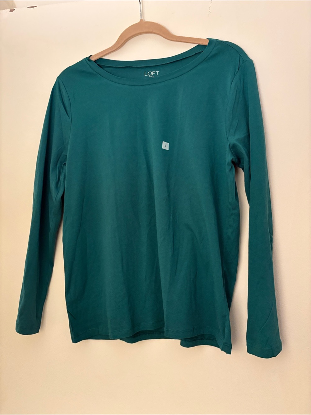 LOFT Outlet- Green Long Sleeve Crewneck Top-L NWT